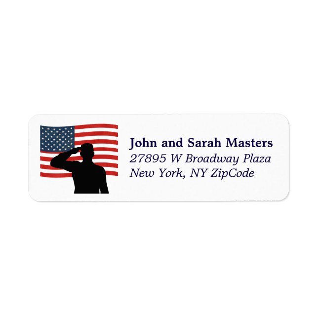 Patriotic Flag Salute Return Address Label (Front)