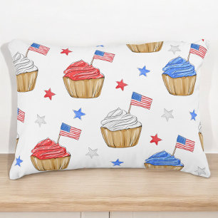 Patriotic Flag Star Cupcake Red White Blue  Decorative Cushion