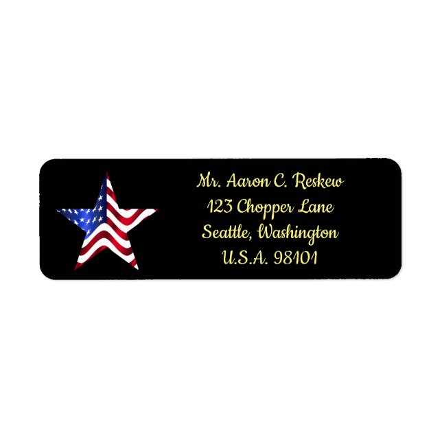 Patriotic Flag Star Return Address Label (Front)