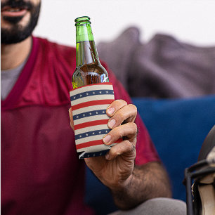 Patriotic Flag Style Stripes Can Cooler