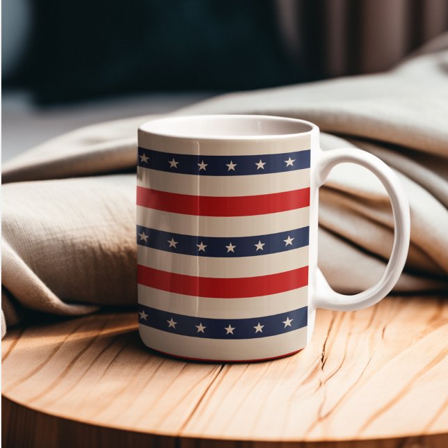 Patriotic Flag Style Stripes Coffee Mug (mugs and cups)