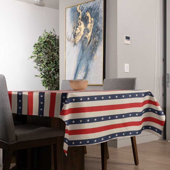 Patriotic Flag Style Stripes Tablecloth (table cloth)