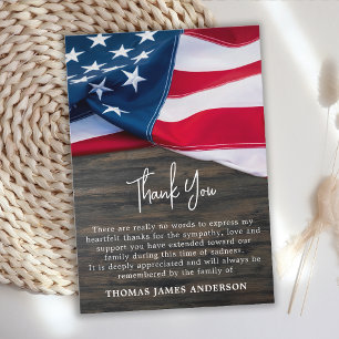 Patriotic Flag Sympathy Military Veteran Funeral  Thank You Card