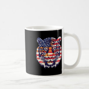 Patriotic Flag Tiger 4th Of July Funny Animal Face Coffee Mug