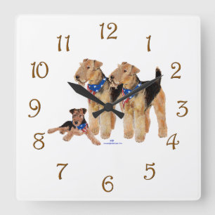 Patriotic Flag Trio Square Wall Clock