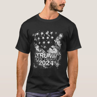 Patriotic Flag Trump 2024 USA Save America  T-Shirt