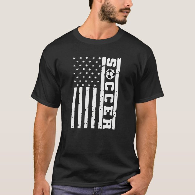 Patriotic Flag US Soccer Tee, American Flag Soccer T-Shirt (Front)