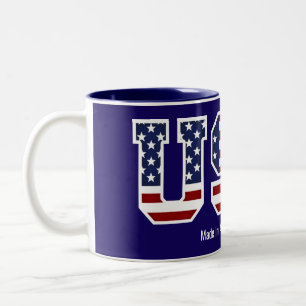 Patriotic Flag USA Made in America Two-Tone Coffee Mug