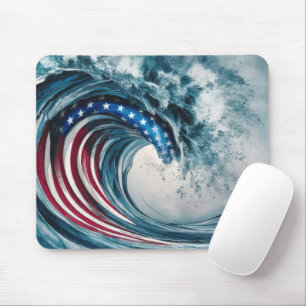 Patriotic Flag Wave Mouse Pad