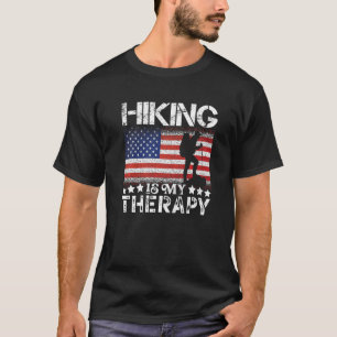 Patriotic Flags Hiking Is My Therapy Hiking  Usa T-Shirt