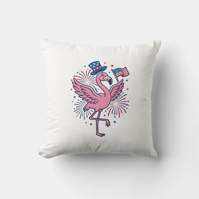 Patriotic Flamingo Fireworks Vector Design_1 Cushion (Front)