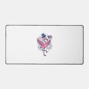 Patriotic Flamingo Fireworks Vector Design_1 Desk Mat