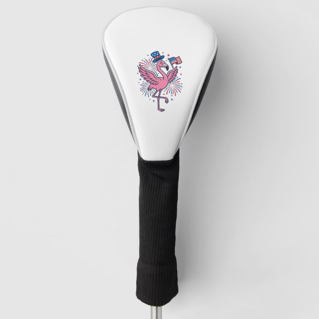 Patriotic Flamingo Fireworks Vector Design_1 Golf Head Cover (Front)