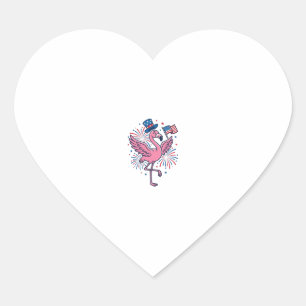 Patriotic Flamingo Fireworks Vector Design_1 Heart Sticker
