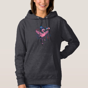 Patriotic Flamingo Fireworks Vector Design_1 Hoodie