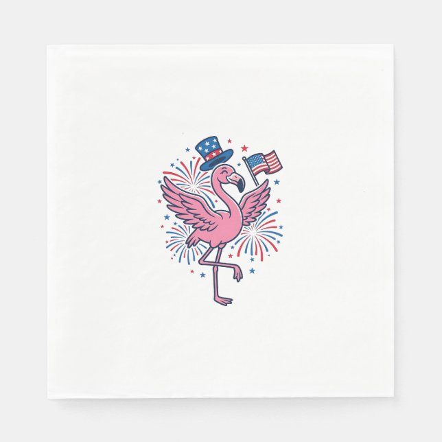 Patriotic Flamingo Fireworks Vector Design_1 Napkin (Front)