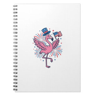 Patriotic Flamingo Fireworks Vector Design_1 Notebook