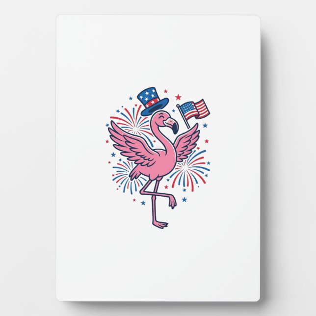 Patriotic Flamingo Fireworks Vector Design_1 Plaque (Front)