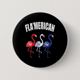 Patriotic Flamingo Red White Blue July 4th Indepen 6 Cm Round Badge