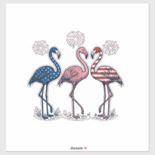 Patriotic Flamingo Trio Vintage Engraving Design_1
