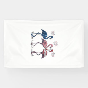 Patriotic Flamingo Trio Vintage Engraving Design_1 Banner