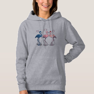 Patriotic Flamingo Trio Vintage Engraving Design_1 Hoodie