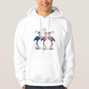 Patriotic Flamingo Trio Vintage Engraving Design_1 Hoodie
