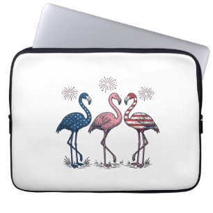 Patriotic Flamingo Trio Vintage Engraving Design_1 Laptop Sleeve