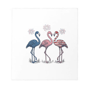 Patriotic Flamingo Trio Vintage Engraving Design_1 Notepad