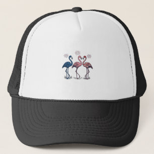 Patriotic Flamingo Trio Vintage Engraving Design_1 Trucker Hat
