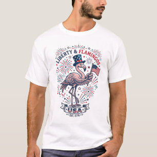 Patriotic Flamingo Vintage Engraving Shirt Design_