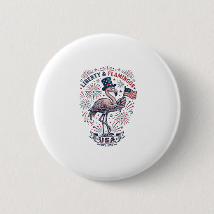 Patriotic Flamingo Vintage Engraving Shirt Design_ 6 Cm Round Badge