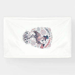Patriotic Flamingo Vintage Engraving Shirt Design_ Banner