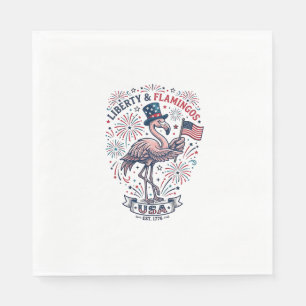 Patriotic Flamingo Vintage Engraving Shirt Design_ Napkin