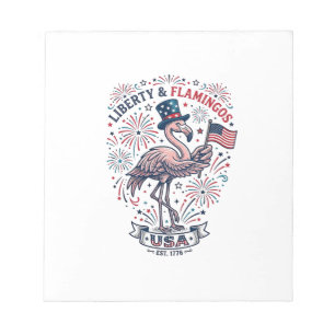 Patriotic Flamingo Vintage Engraving Shirt Design_ Notepad