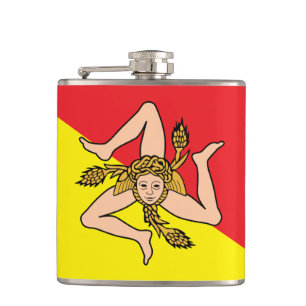 Patriotic flask with Flag of Sicily, Italy