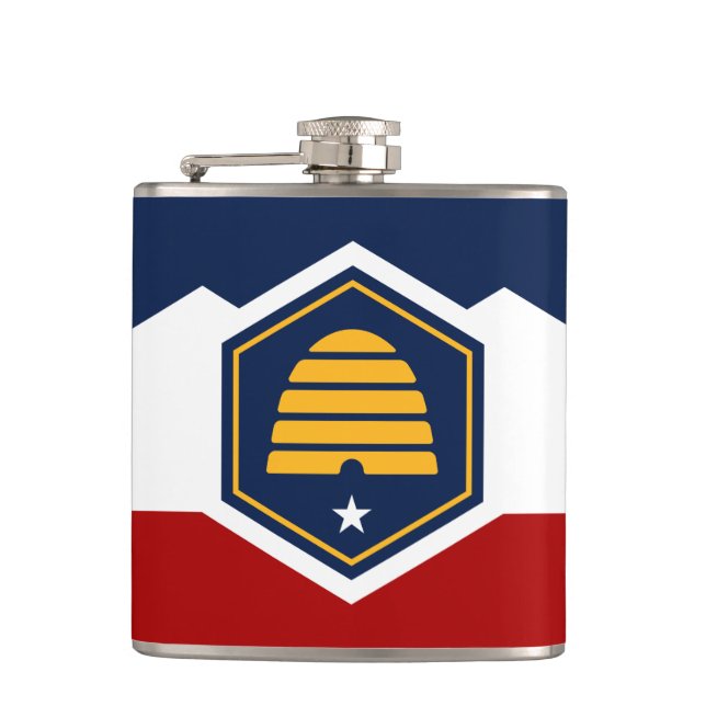 Patriotic flask with Flag of Utah, USA (Front)