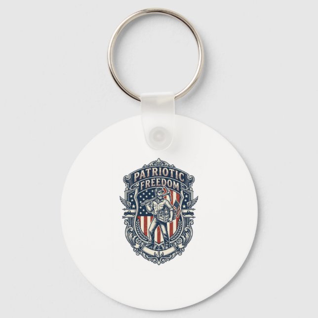 Patriotic Flea Market Picker Vector Graphic Tee Key Ring (Front)