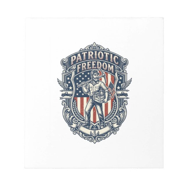 Patriotic Flea Market Picker Vector Graphic Tee Notepad (Front)