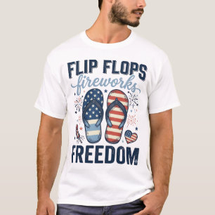 Patriotic Flip Flops Fireworks Freedom Shirt Desig