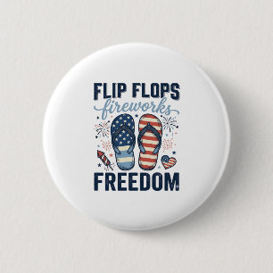 Patriotic Flip Flops Fireworks Freedom Shirt Desig 6 Cm Round Badge