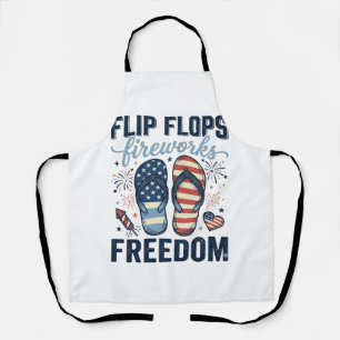 Patriotic Flip Flops Fireworks Freedom Shirt Desig Apron