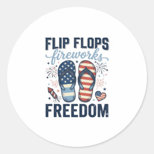 Patriotic Flip Flops Fireworks Freedom Shirt Desig Classic Round Sticker