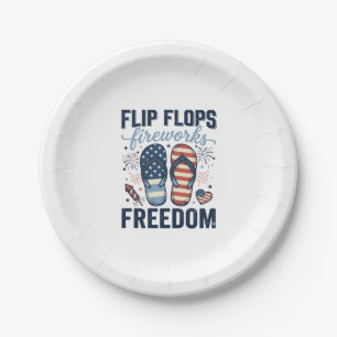 Patriotic Flip Flops Fireworks Freedom Shirt Desig Paper Plate