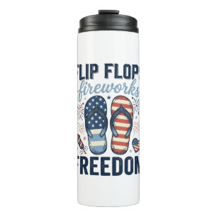 Patriotic Flip Flops Fireworks Freedom Shirt Desig Thermal Tumbler