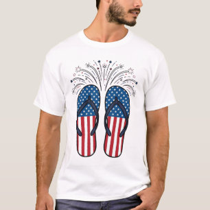 Patriotic Flip Flops Fireworks Summer Shirt Design
