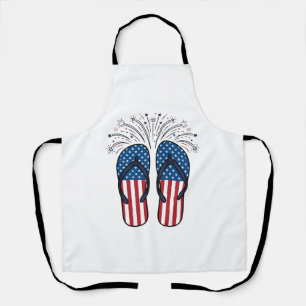 Patriotic Flip Flops Fireworks Summer Shirt Design Apron