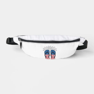 Patriotic Flip Flops Fireworks Summer Shirt Design Bum Bags