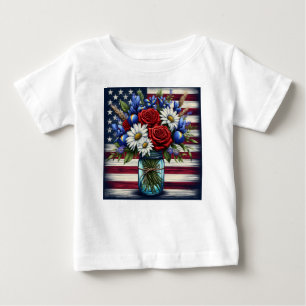 Patriotic, floral distressed American Baby T-Shirt