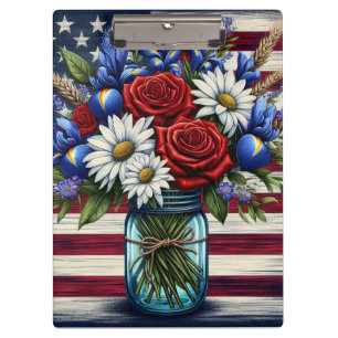 Patriotic, floral distressed American Clipboard